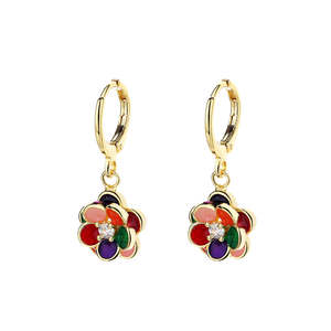 Orecchini Pendenti con Chiusura a Leva in Cristallo Preciosa Placcato Oro 14K, Design Floreale alla Moda, Eleganti e Raffinati - Product Image 1