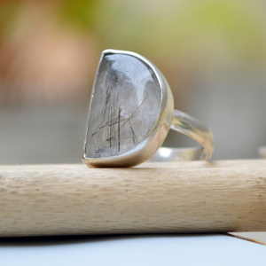 925ควอตซ์แร่เงินแท้สีดำรูปพระจันทร์ครึ่งเสี้ยวของขวัญแต่งงานที่ไม่เหมือนใครเครื่องประดับอัญมณีธรรมชาติที่ไม่เหมือนใคร - Product Image 5