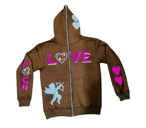 Sweat à capuche zippé intégral en molleton de coton épais pour homme, fabriqué en usine, écologique, personnalisé avec impression en relief, collection automne - Product Image 1