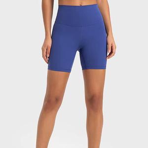 Pantalones cortos de motorista de cintura alta para mujer con logotipo personalizado, pantalones cortos de punto de LICRA de compresión para entrenamiento, gimnasio, yoga, correr - Product Image 3