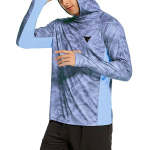 Ventes en gros de sweats à capuche de pêche à manches longues avec impression de logo personnalisée, UPF 50, respirants, 100% polyester, protection solaire - Product Image 2