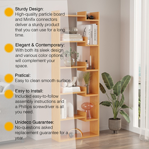 ตู้หนังสือสีขาวแอนทราไซต์6ชั้นเฟอร์นิเจอร์ไม้สองสีทันสมัยแบบชาวยุโรปมีสไตล์ - Product Image 6