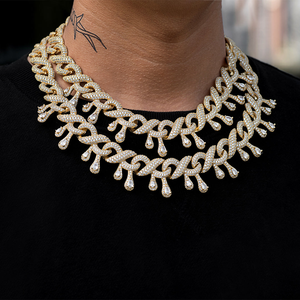 Collar de cadena infinita de oro rosa de 14 quilates con diamante natural de 10mm VVS Clarity Hip Hop Style Miami Design Ice Out - Product Image 3