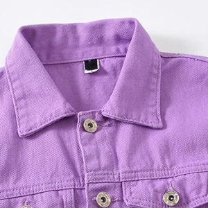 แจ็กเก็ตยีนส์ผ้าฝ้ายลำลองของผู้ชายสีพื้นพร้อมปกเสื้อแจ็กเก็ตยีนส์เดี่ยวสำหรับฤดูใบไม้ร่วงทรงสลิมฟิตคุณภาพสูงกระบวนการสีแทน - Product Image 3