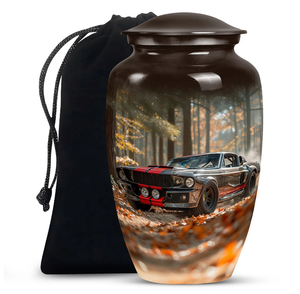 Urna Funeraria de Metal Grabada para Cenizas Humanas de Adultos, Hermosa Urna de Latón/Aluminio para Cremación - Product Image 1