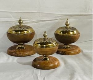 Ensemble de 3 bol à dattes de luxe moderne écologique plaqué or, couvercle en acier inoxydable, forme ronde, plat de service pour le mariage - Product Image 3