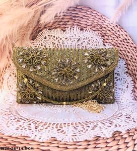 Bolso de mano hecho a mano con cuentas de piedra para mujer, novedad elegante, moda para fiesta, noche nupcial, boda, cierre magnético - Product Image 4