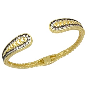 1924BGH Nuevo Brazalete de Cable Chapado en Oro de 14K con Hematita Dorada Mate de Dos Tonos y Pavé de Circonitas, Talla Única para Niños, Casual/Deportivo - Product Image 1