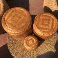 Set Van 3 Bamboe Opslag Bamboos 100% Met Handvatten Handgemaakte Geweven Van Fabrikant Voor Home Decoratie