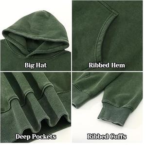 Sweat à capuche de luxe surdimensionné pour hommes, respirant et lavé à l'acide, brodé, au prix de gros - Product Image 4