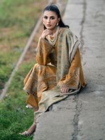 Nouvelles robes décontractées traditionnelles pakistanaises en lin, style Salwar Kameez, à motif floral d'hiver, avec dentelle unie, fermetures éclair et boutons, taille naturelle