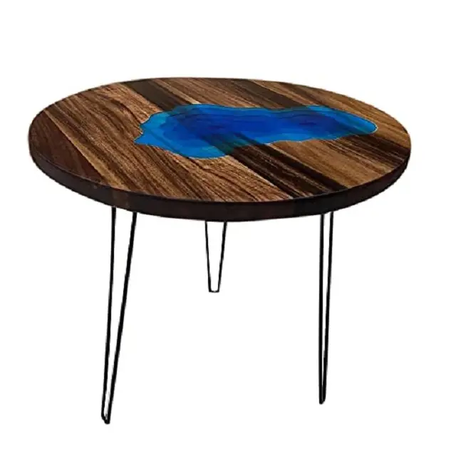 Neuankömmling Couch tisch Epoxy Kombination mit dunkelbraunem Holz Esstisch Sofa Beistell tisch für Wohnzimmer Center T fähig