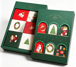 Custom Green Countdown Advent Calendar <b>Box</b> with Window Sleeve Rigid Cardboard <b>Christmas</b> Mystery Packaging for Gift Wholesale - Product Image 1