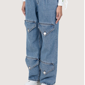 กางเกงยีนส์แฟชั่นขายส่งแบบขาดๆ สำหรับผู้หญิง กางเกงมีกระเป๋าข้าง กางเกงขายาวใหม่สำหรับผู้หญิง กางเกงคาร์โก้ยีนส์สำหรับขาย - Product Image 5