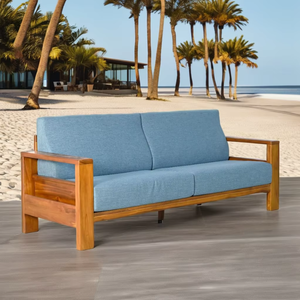 Sofá clásico nórdico de 3 plazas con marco de madera de teca, muebles modulares seccionales para Hotel y sala de estar, conjunto de sofá de jardín de estilo Simple - Product Image 3