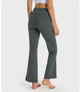 Últimos pantalones acampanados elásticos de tiro alto para mujer 100% algodón polar transpirable secado rápido XL tamaño elástico logotipo personalizado pantalones acampanados - Product Image 2