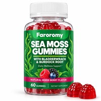 Gummies de mousse de mer OEM saveur baies mélangées, complément alimentaire à la fucus vésiculeux et à la racine de bardane, formule botanique triple