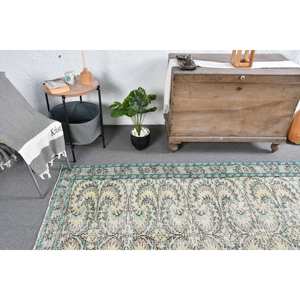 พรมขนแกะตุรกี4.8ft x 7.8ft วินเทจสีเบจสีเขียวปะต่อสไตล์โบฮีเมียนสี่เหลี่ยมขนาดใหญ่ใช้ในโถงทางเดิน - Product Image 3