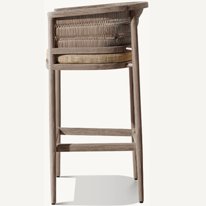 Un taburete de bar individual hecho de madera de teca de alta calidad con un estilo moderno y cojines estéticos y duraderos - Product Image 6