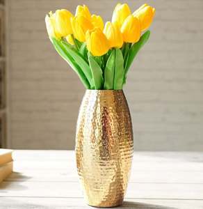 Golden Hammered Metal <b>Vase</b> for Home Decor Metal <b>Vase</b> High Quality Bulk Quantity Vintage <b>Unique</b> Modern Festive Decor Usage Home - Product Image 3
