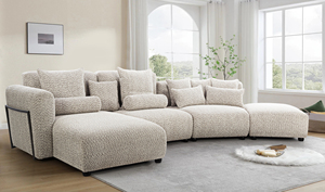 Ensemble de canapés modulaires Braga Designer, tissu bouclé moderne, rembourrage luxueux, sièges sectionnels pour intérieurs haut de gamme - Product Image 5