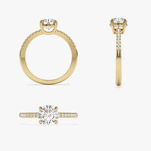 14KT pur or panier réglage 1.30ct coupe ronde laboratoire cultivé bague en diamant Design classique délicat mariage bagues de fiançailles pour les femmes - Product Image 5