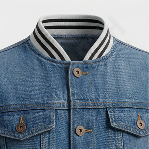 Veste en jean pour homme de haute qualité avec col montant et logo frontal, design réversible - Vêtement d'extérieur personnalisable OEM - Product Image 4
