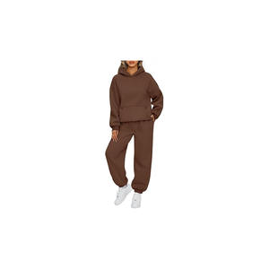 Sudadera con capucha de chándal de alta calidad para mujer con la fabricación de chándal de pantalón a juego - Product Image 3