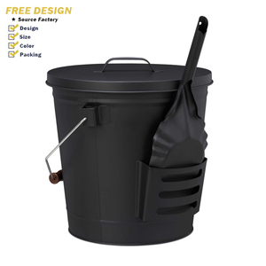 Seau à cendres essentiel en fer noir moderne <span class=keywords><strong>Pelle</strong></span> à <span class=keywords><strong>bois</strong></span> Accessoires en métal Outils de poêle et appareils de cheminée - Product Image 1