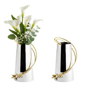 Jarrón Decorativo de Lujo Moderno Hecho a Mano con Diseño de Iris Negro, Acero Inoxidable y Latón Oxidado, Decoración Floral para el Hogar, en Oferta - Product Image 2