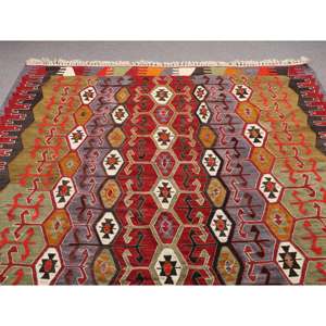 พรมตุรกีขนาดใหญ่ 6.7x10.4 ฟุต พรมวินเทจ พรมคิลิมสีแดงแบบโมร็อกโก - Product Image 4