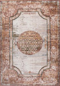 Tapis vintage Loraven moderne à motif géométrique tissé à la machine, collection toucher coton, mélange polyester-PP - Product Image 3