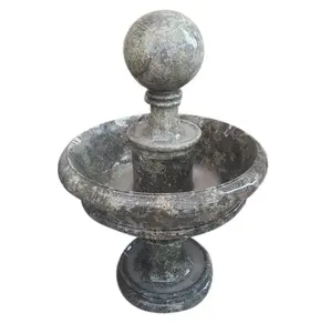 Fontaine à boule tournante en marbre brun foncé, fontaine en marbre gris, fontaine à eau en marbre blanc - Product Image 5