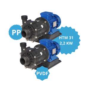 Centrifugal industrial pumps model HTM 31 PP PVDF with <b>motor</b> 2,2 kw IEC 90 L 2P made of plastic for acid handling water pump - Product Image 1