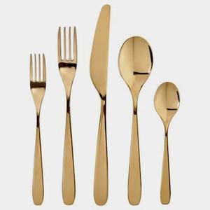 Peu coûteux Meilleure Vente En Acier Inoxydable Couteau Fourchette Cuillère Ensemble Conception De Luxe Plaqué Or Manche Rond - Product Image 5