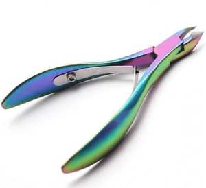 คีมตัดเล็บสีรุ้งปลายแหลม,สปริงคู่พร้อมด้ามจับสีทองจาก ZACHARY INDUSTRIES - Product Image 1