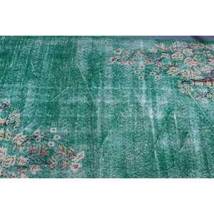 Tapis turc vintage, tapis de 3,4 x 6,3 pieds, tapis à motifs floraux avec accents verts - Product Image 5