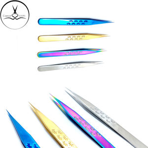 Pinzas de volumen con logotipo personalizado, herramienta de pestañas postizas de visón multicolor dorado y azul, herramienta de belleza de fibra de acero inoxidable - Product Image 5