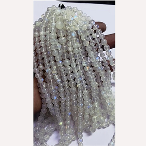 Lot de 11 brins de pierres de lune arc-en-ciel naturelles blanches, perles rondes lisses de 6 mm et 8 mm, 1405 carats, Iroc Sales, 16 pouces, pierres précieuses en vrac, 169 $ US - Product Image 2