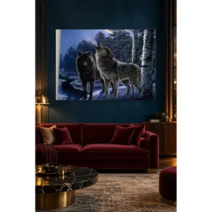 Impression sur toile : Loups de Fida hurlant parmi des bouleaux - Product Image 3