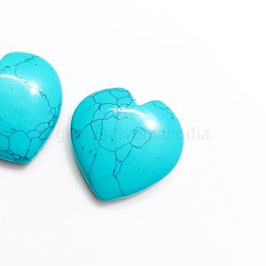 Piedra preciosa en forma de corazón tallada a mano suave turquesa azul para la fabricación de joyas cabujón de piedras preciosas sueltas tallado turquesa de 20mm - Product Image 3