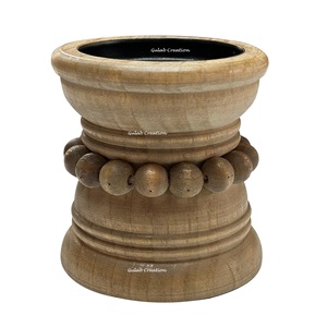 Portavelas de pilar cuadrado rústico hecho de madera maciza, portavelas de madera de estilo Vintage hecho a mano para decoración del hogar y eventos - Product Image 1