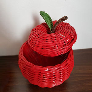 Rattan <b>decorative</b> basket apple shaped home decor beautiful handmade woven <b>storage</b> <b>boxes</b> & baskets - Product Image 4