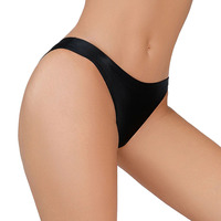 Tanga de mujer sin costuras, transpirable, con corte láser, sexy, de talle alto, sin marcas, liso, teñido, de punto, 100% seda