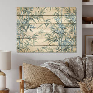 Vietnam Serenity in Blue Bamboo I Arte de madera de bambú para colgar en la pared en madera de pino natural - Product Image 1
