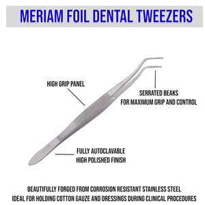 Pinzas Dentales de Acero Inoxidable Alemán Meriam, Pinzas Dentadas de 15 cm para Aplicación de Algodón Quirúrgico, Instrumentos Quirúrgicos - Product Image 2