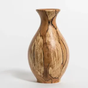 Jarrón de arce espaltado con patrones naturales, líneas de grano únicas, carpintería fina, coleccionable, estilo interior, tonos neutros, minimalista - Product Image 1