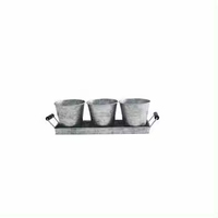 Desain terbaru Pot tanaman logam Set penanam dengan nampan untuk dalam ruangan taman luar ruangan Set 3 dengan nampan dalam harga wajar