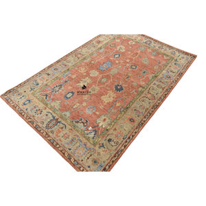 Alfombra Oushak vintage turca Alfombra anudada Alfombras con estampado floral de diseño tradicional para sala de estar dormitorio - Product Image 4