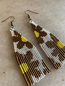 Boucles d'oreilles fleur perlée Boucles d'oreilles perlées indigènes, longues boucles d'oreilles tube perlé, mode tribale, boucles d'oreilles frange perle de rocaille, - Product Image 4